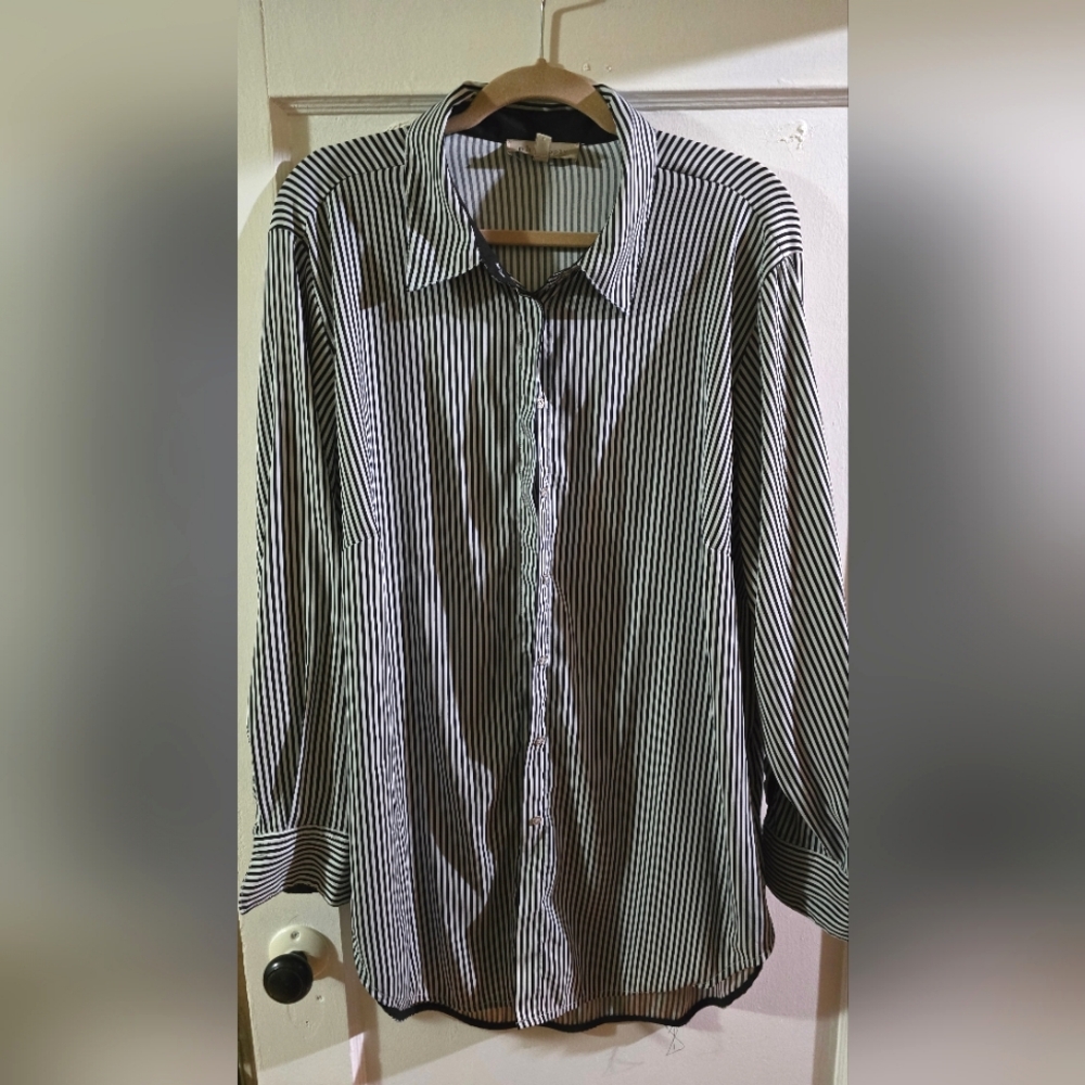 Philosophy Republic 2xl Women's Black & White striped blouse